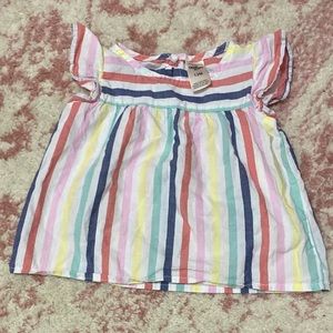 Never worn precious Oshkosh multicolor striped flutter sleeve blouse 12 months